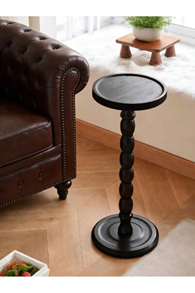 Mtanvxay طاولة قهوة دائرية متحركة بأرجل من الخشب الصلب، طاولة متعددة الاستخدا...