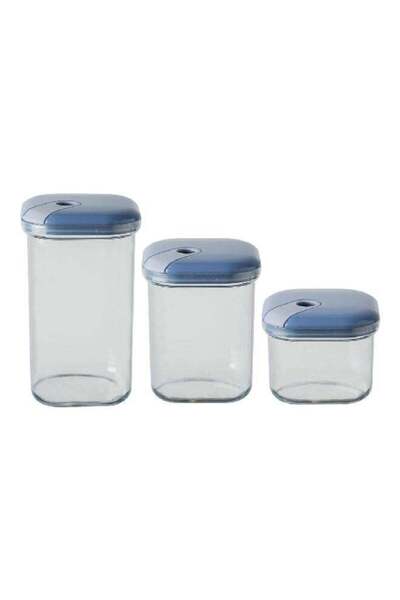 Generic طقم برطمانات تخزين مانعة للتسرب من أومادا، 3 قطع، أزرق وشفاف، سعة 3 لتر