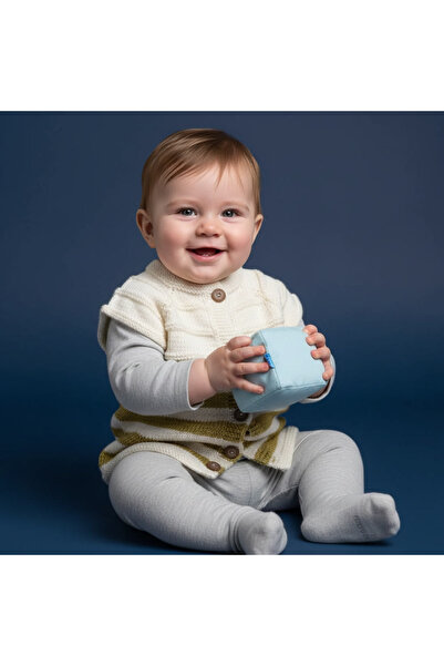 EL YAPIMI Beyaz Yeşil Yelek Handmade