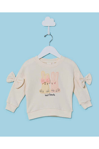 REDTAG تي شيرت مزين بأرنب عاجي للفتيات الصغيرات