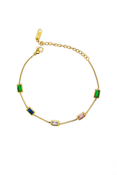 Nearsis سوار سلسلة من الحجر الفولاذي الملون بخمسة أحجار على شكل باجيت