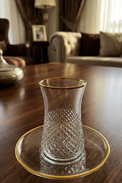 DECOSTYLE Lotus Mat gold Kesme Dekorlu Çay seti | Şık Desenli Paşabahçe