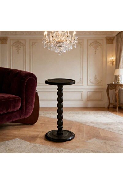 Mtanvxay طاولة قهوة دائرية متحركة بأرجل من الخشب الصلب، مثالية للفناء أو الحد...