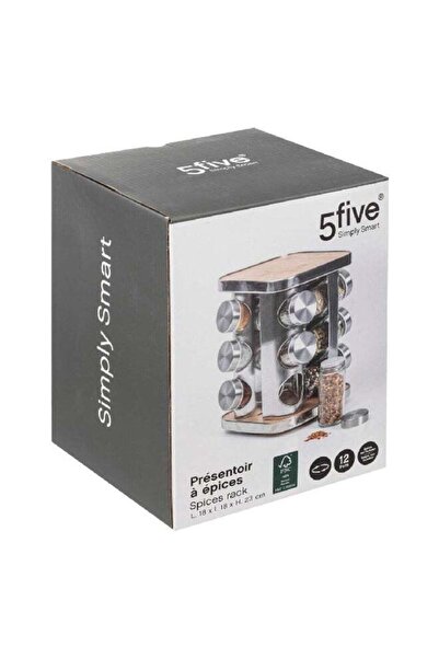 Five Simply Smart 12-Piece Rotating Stainless Steel Bamboo Rack and Jar Set