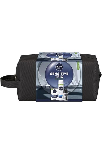 NIVEA Men's Gift Set Men Sensitive Trio, Shave Balm 100 ml, Shave Gel 200 ml,...