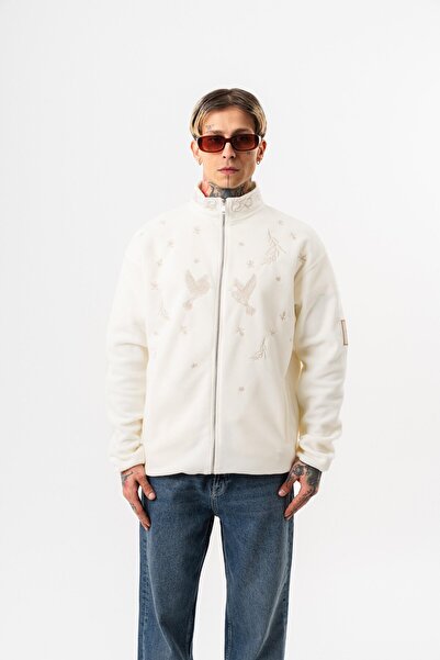 Respire Men's Threadora Zip Oversize Fleece Jacket Ecru