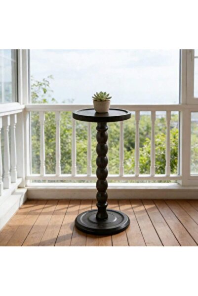 Mtanvxay طاولة قهوة صغيرة مستديرة بأرجل من الخشب الصلب، مصنوعة من مواد طبيعية...