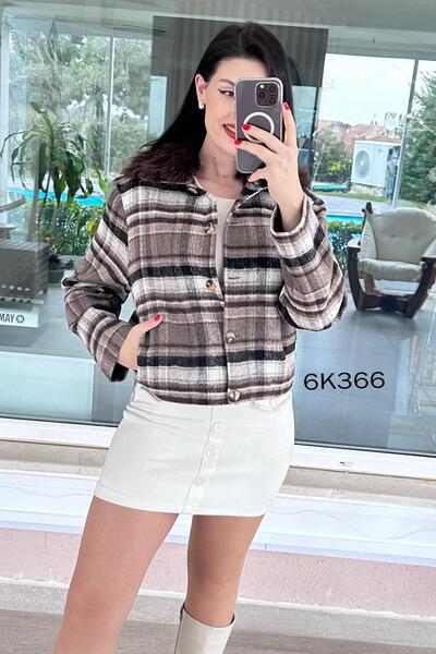 İnce Topuk Fur Collar Buttoned Wool Cashmere Jacket 6K366