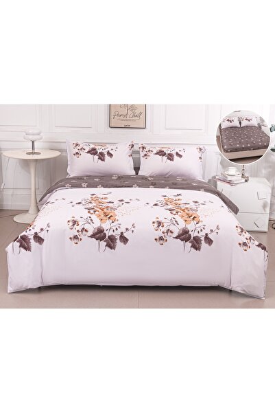 CHIRASO 4-Piece Bedding Set, Satin Cotton, Fitted Sheet 180x200cm Duvet Cover...