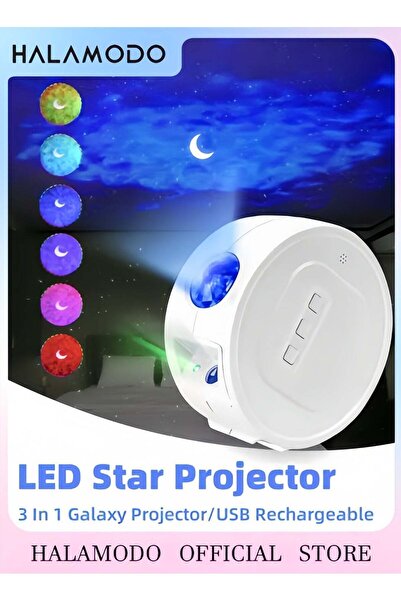 HALAMODO مصباح عرض السماء المرصعة بالنجوم باللون الأبيض