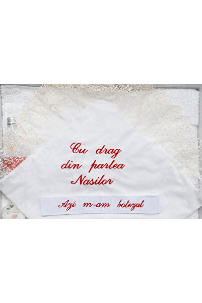 Dany Kids Fashion Trusou botez cu dantela - broderie rosie