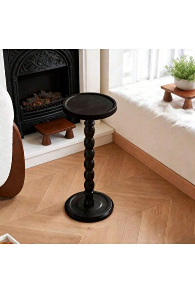 Mtanvxay Mobile Solid Wood Leg Coffee Table Modern Round Small Table for Livi...