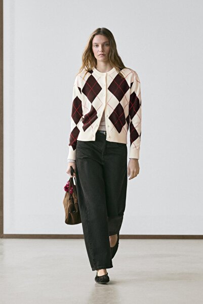 Massimo Dutti Pamuklu baklava desenli hırka