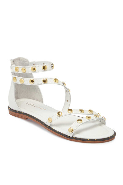 Tergan Beyaz Hakiki Deri Kadın Sandalet - K25Y1SN67776-A26