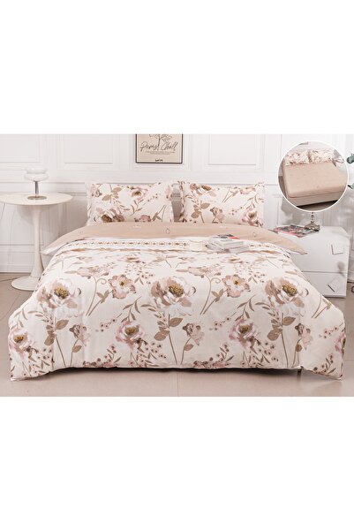 CHIRASO 4-Piece Bedding Set, Satin Cotton, Fitted Sheet 180x200cm Duvet Cover...