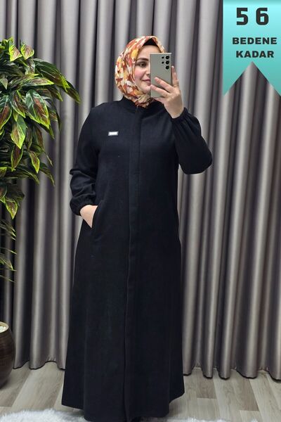 Elmas Tesettür Women's Clothing Plus Size Hoodless Soft Cashmere Full Length ...