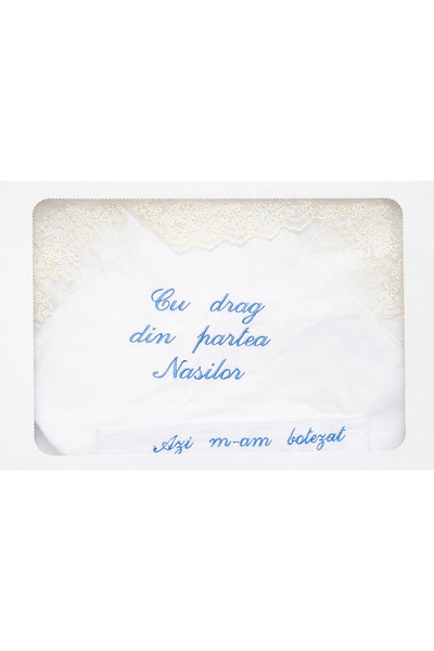 Dany Kids Fashion Βαπτιστικό φόρεμα με δαντέλα - μπλε κέντημα