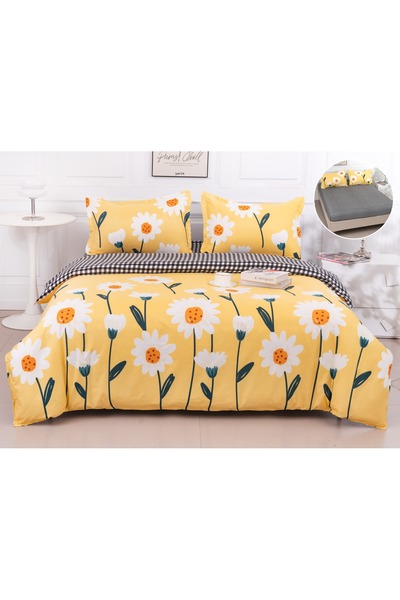 CHIRASO 4-Piece Bedding Set, Satin Cotton, Fitted Sheet 180x200cm Duvet Cover...