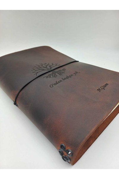 GALANDE غلاف دفتر ملاحظات مصمم خصيصًا من الجلد الأصلي بحجم A5 / يمكن طباعة أي طباعة مخصصة بالليزر