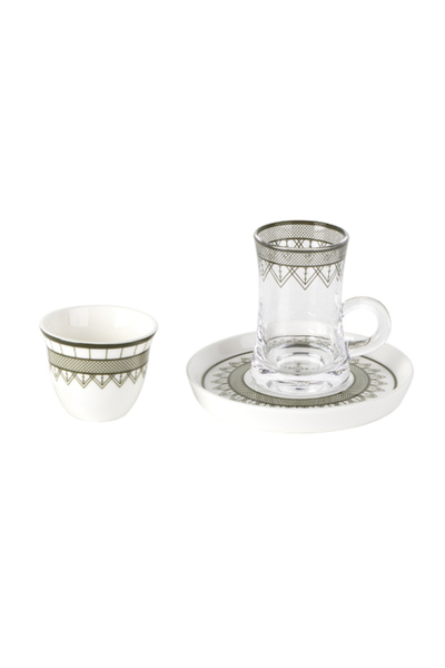 Bien Servi طقم شاي وقهوة عالي الجودة من تصميم الوادي مكون من 18 قطعة