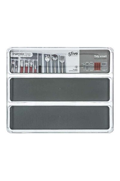 5FIVE 3 Compartment High Quality Easy Separation Cutlery Tray Dark Grey
