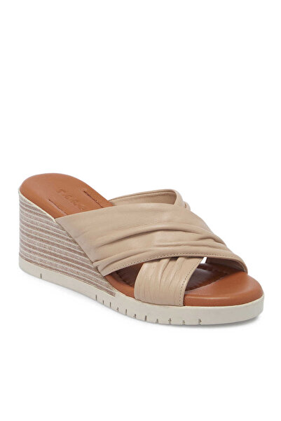 Tergan Bej Hakiki Deri Kadın Terlik - K25Y1TR67775-A25