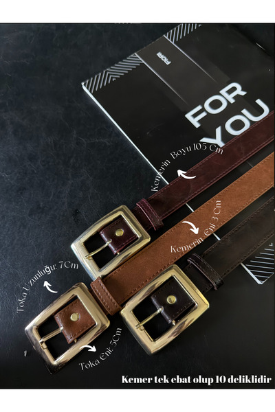 Fiori 3-Piece Square Gold Buckle Women's Trouser Belt, Jacket Belt, Dress Bel...