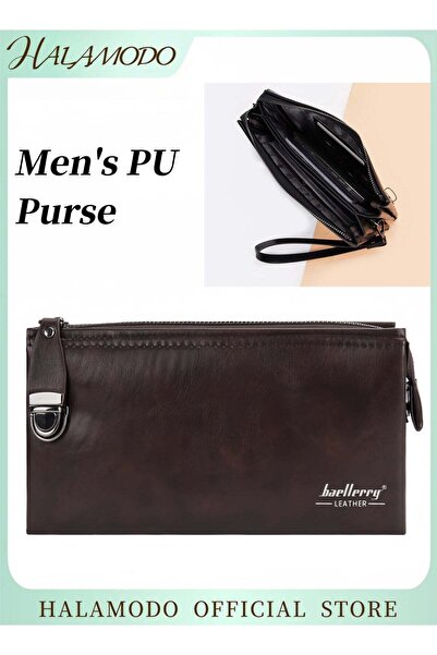 HALAMODO Men's PU Purse Clutch Leather Wallets