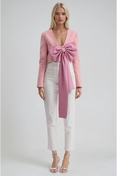 Lijuri Великий бант, деталізований, глибокий V-подібний виріз, укорочений бле...