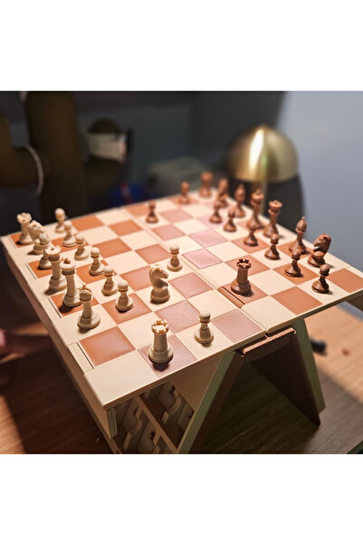 akıllı teknom Kitap Şeklinde Katlanır Satranç Takımı 3D