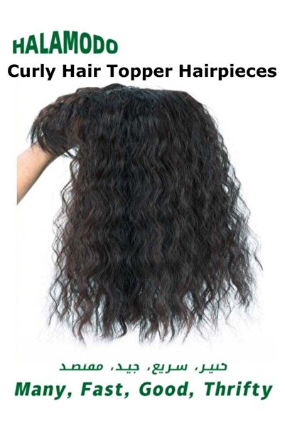 Generic وصلات شعر نسائية مجعدة مع غرة، وصلات شعر صناعية ناعمة بمشابك، شعر ممو...