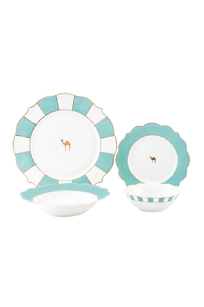 Bien Servi طقم عشاء فلورا عالي الجودة بتصميم أنيق مكون من 16 قطعة