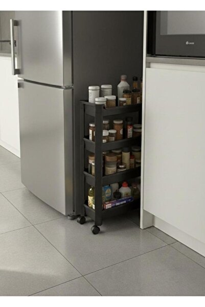 Okyanus Home 4-Tier Rolling Bathroom-Kitchen Organizer Black