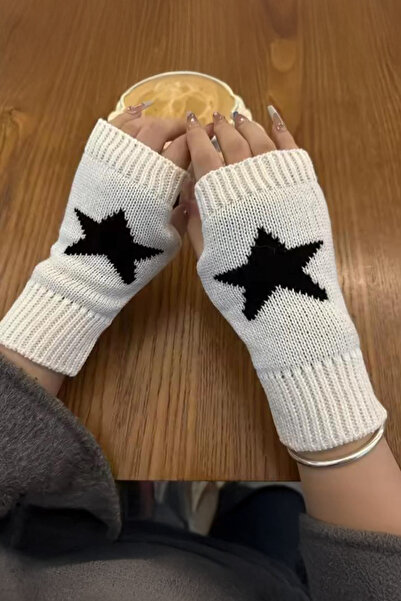 Karakedi White Short Black Starry Double Knit Sleevelet