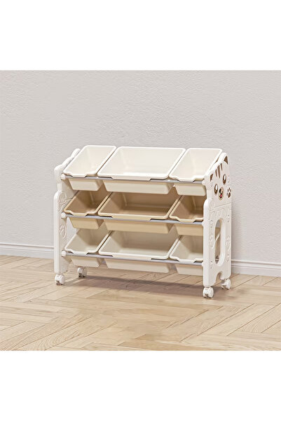 VOGMAX Cat-Shaped 3-Tier Toy Storage Box with Hinged Lids - Plastic Cat-Eye C...