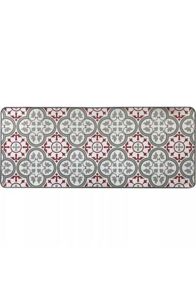 Luance سجادة مطبخ مستطيلة مضادة للانزلاق من باكو روج، رمادي وأحمر، 50 × 120 سم