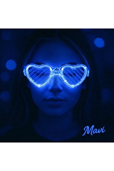 Fırsatkolik نظارات على شكل قلب مع ضوء LED أزرق - نظارات للحفلات والتألق بثلاث...