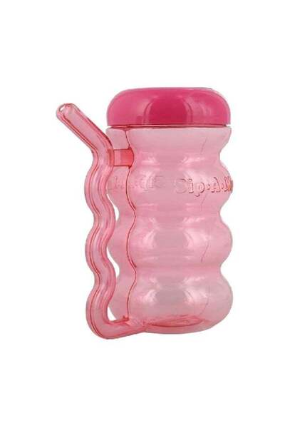Generic High Quality Plastic Straw in Handle Sip-A-Mug for Kids Pink 410 ml