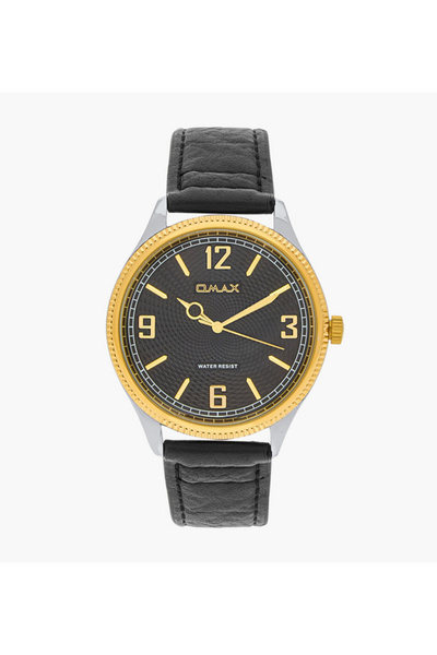 Omax Men's Black Analog Wrist Watch