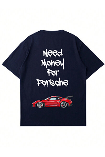 Mad&Calf Unisex Need Money Porsche Printed Crew Neck Oversize Tshirt