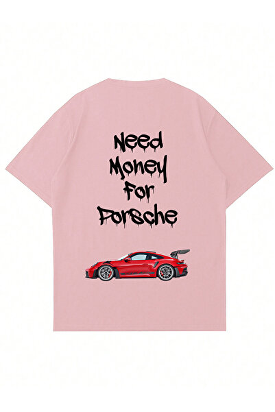 Mad&Calf Unisex Need Money Porsche Printed Crew Neck Oversize Tshirt
