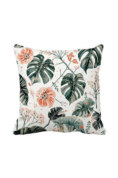 Queen Jera Husă de pernă decorativă cu model de frunze de flori, imprimată pe...