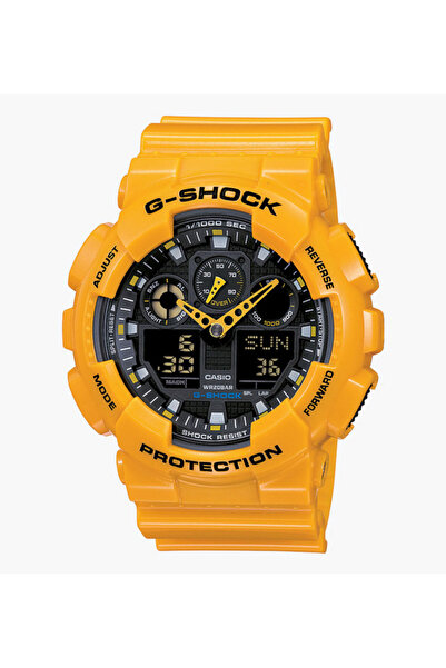 Casio ساعة جي-شوك ​​رجالية صفراء اللون، تناظرية/رقمية، بسوار من الراتنج