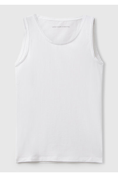 United Colors of Benetton Girl's White-Pink 2-Piece Undershirt Set