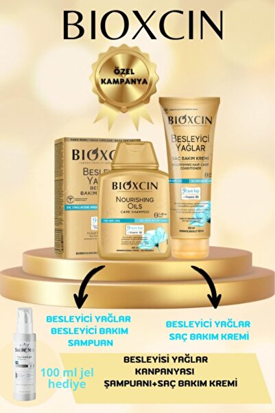 Bioxcin Besleyici Yağlar Serisi | 300ml Şampuan | 250ml Krem + 100ml Yüz Temi...