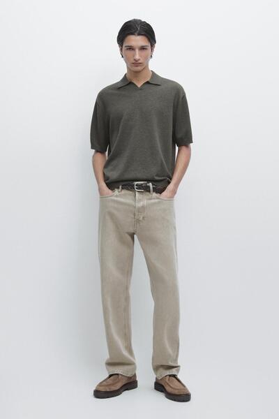 Massimo Dutti Pamuk karışımlı triko polo yaka kazak