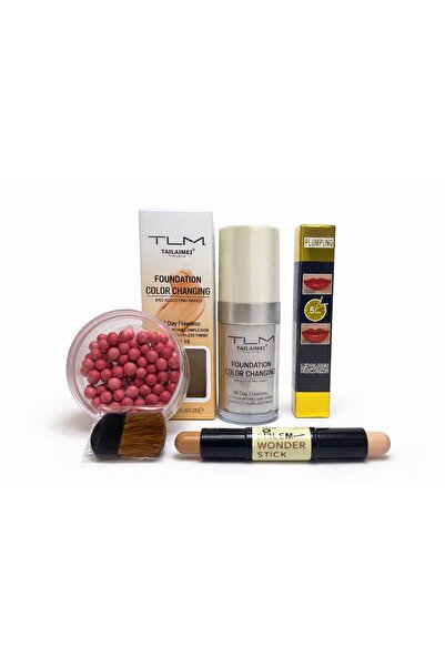 TLM Kit Machiaj Color Changing – Fond de Ten + Corector + Blush + Pensulă + L...