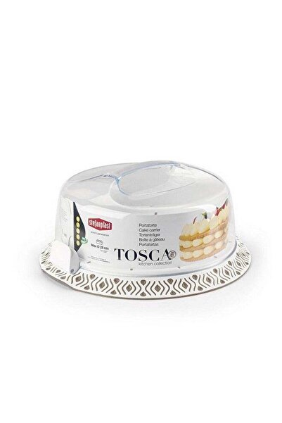 Stefanplast Tosca Elegant BPA-Free Plastic Cake Carrier White and Beige