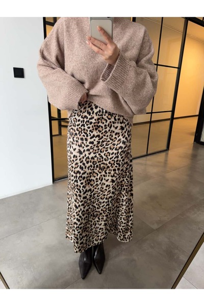 BB Bensu Buyruk FUSTĂ LEOPEARĂ MAXI DIN SATIN