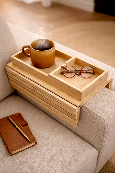 Kitchen Life Bamboo Folding Sofa Tray Side Table Sofa Edge Organizer Armrest ...